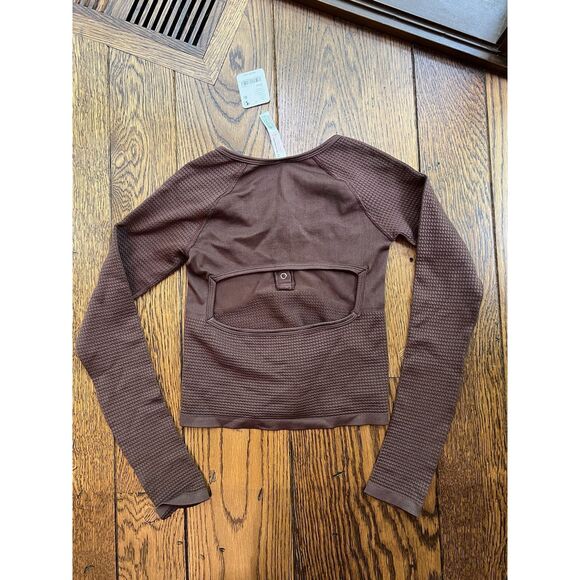 Free People Movement Bail Out Long Sleeve Layer Crop Top Cocoa Brown XS/S NWT - Picture 7 of 7